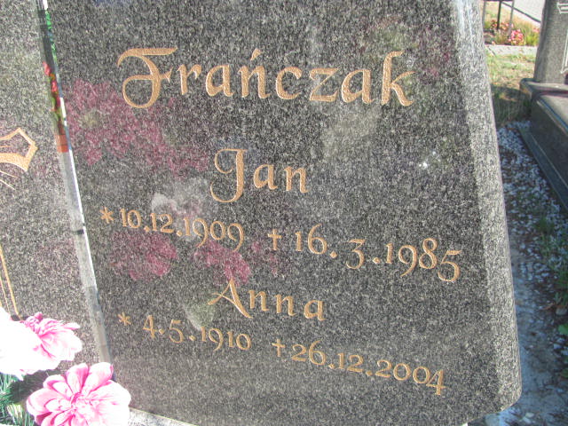 Jan Frańczak 1910 Knurów - Grobonet - Wyszukiwarka osób pochowanych