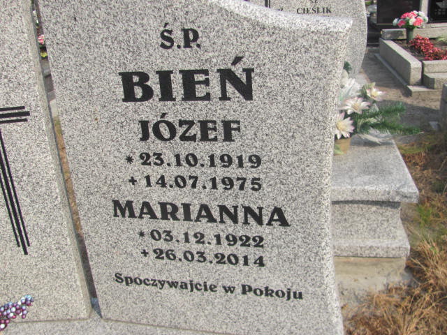 Józef Bień 1919 Knurów - Grobonet - Wyszukiwarka osób pochowanych