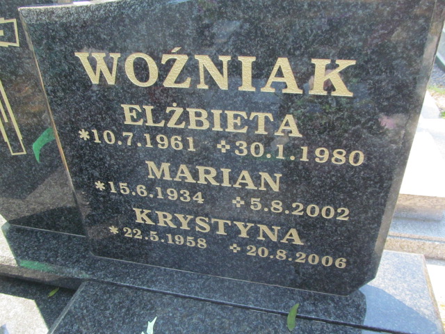 Elżbieta Woźniak 1961 Knurów - Grobonet - Wyszukiwarka osób pochowanych