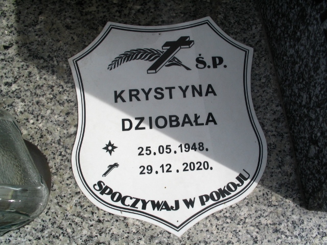 Krystyna DZIOBAŁA 1948 Knurów - Grobonet - Wyszukiwarka osób pochowanych